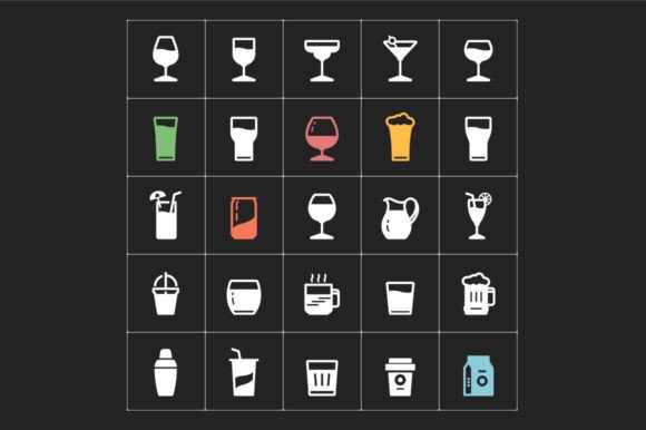 25 Glass and Beverage Icons for Digital Creators