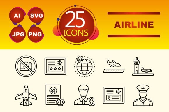 Airline Icons for Embroidery Projects