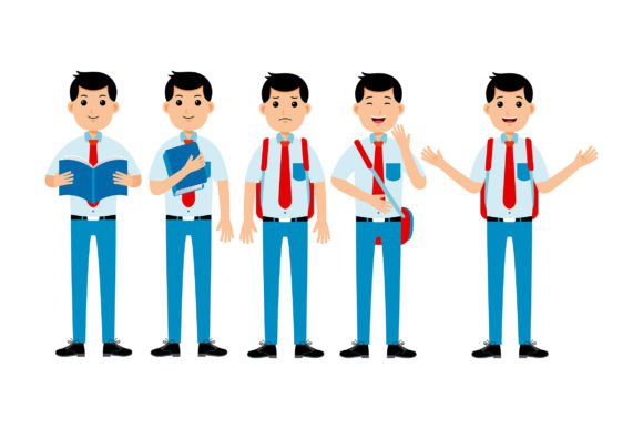 Boy Student Wearing Uniform Vector 01: A Graphic Asset for Branding and Marketing