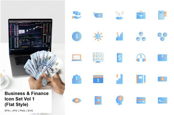 Business and Finance Icon Flat Vol 1: A Modern Graphic Design Asset