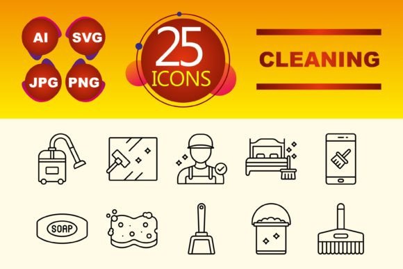 Cleaning Graphics: A Versatile Icon Set for Branding and Marketing