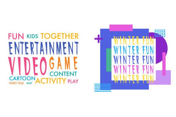 Colorful Word Collage Graphics for Creative Crafts