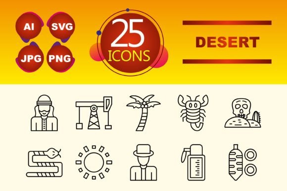 Desert Icons for Modern Graphic Design Projects