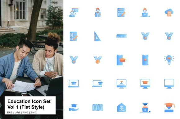 Education Icon Set Flat Vol 1 Graphics