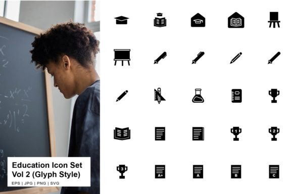 Education Icon Set Glyph Vol 2