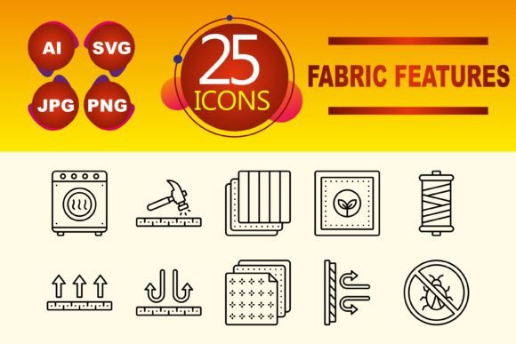 Fabric Features Icons for Branding and Graphic Design