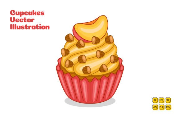 Peach Almond Cupcake Graphics for Crafting