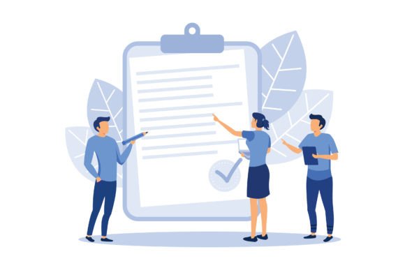 People Fill Out a Form, Modern Graphic