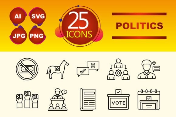 Politics Icons: A Graphic Design Asset for Modern Visual Projects