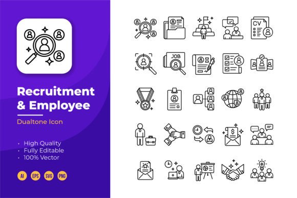 Recruitment and Employee Icons - Line
