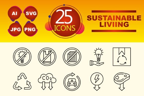 Sustainable Living Graphics and Icons for Content Publishing