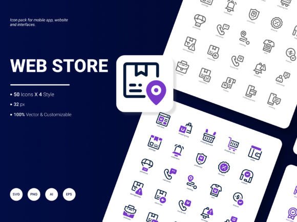 Web Store Icon Pack: A Graphic Design Asset for Modern Branding